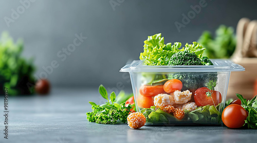 Close-up of nanotech-enhanced food packaging for extended shelf life, Nanotechnology, Food preservation photo