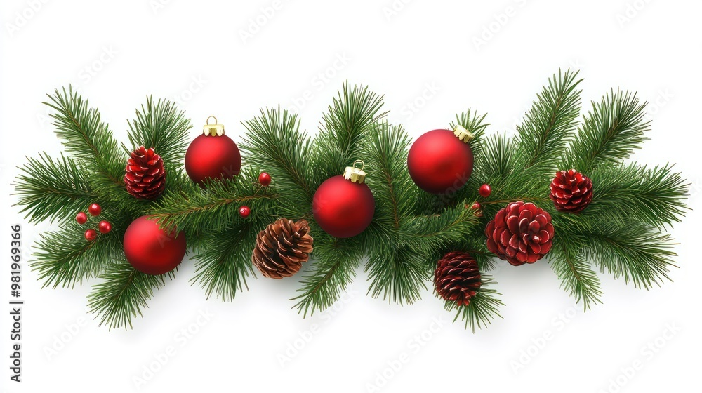 Christmas decorations and pine branches on a white background transparent background Christmas decorations and pine branches on a white background transparent background