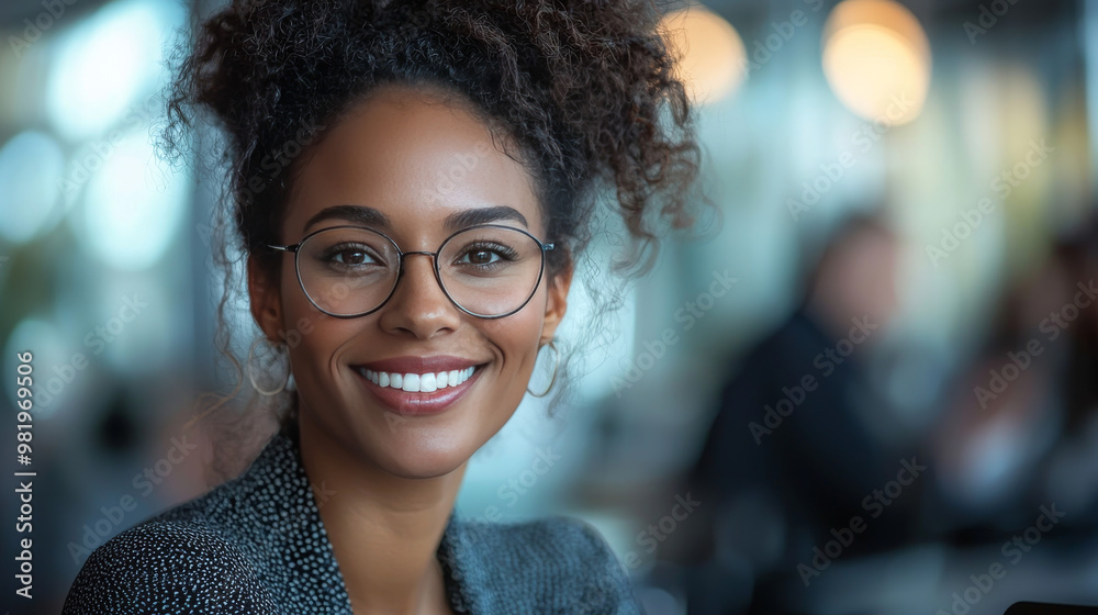 Obraz premium Smiling young woman with glasses