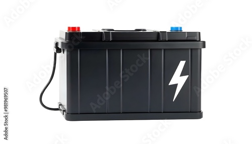 A house or car battery representing electric power storage isolated on a white background photo