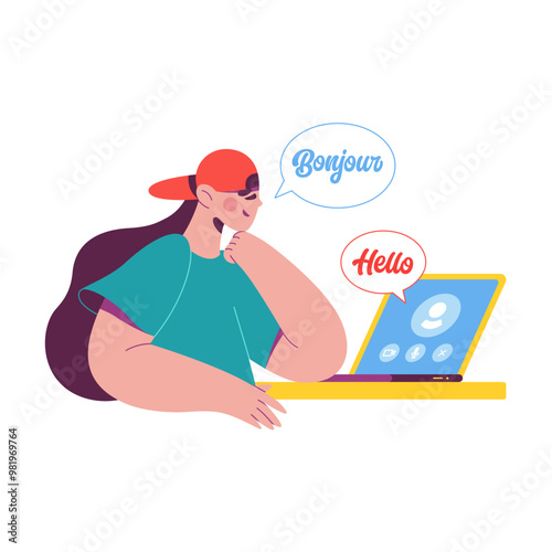 Woman learns a new language online