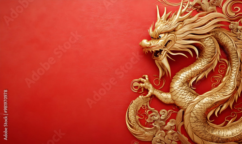 the golden dragon. Chinese horoscope, new year of the dragon