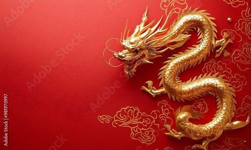 the golden dragon. Chinese horoscope, new year of the dragon photo