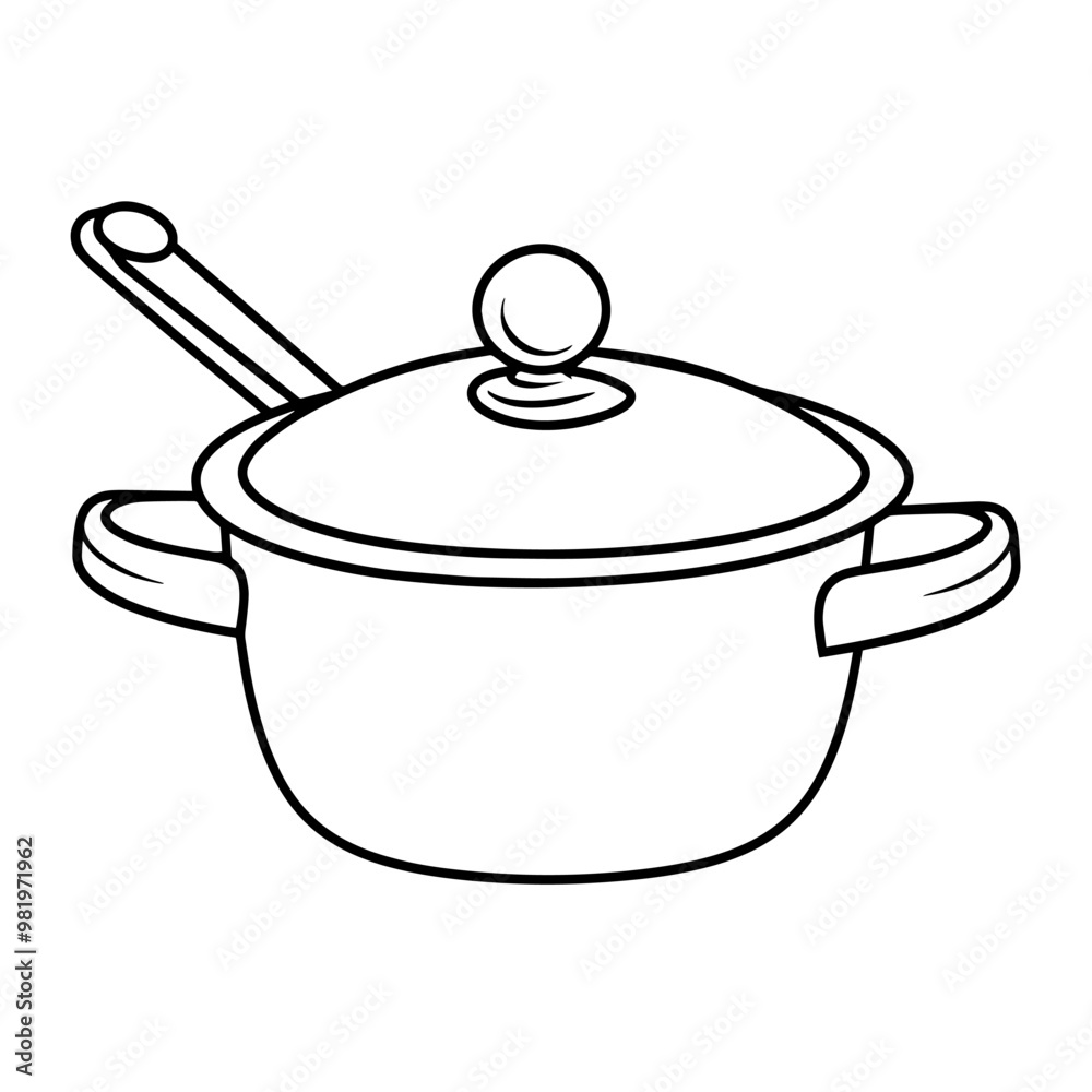 Traditional curry pot outline icon in vector format for culinary designs. Traditional curry pot outline icon in vector format for culinary designs.