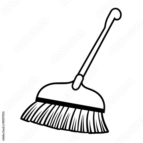 Functional broom outline icon in vector format for cleaning designs.