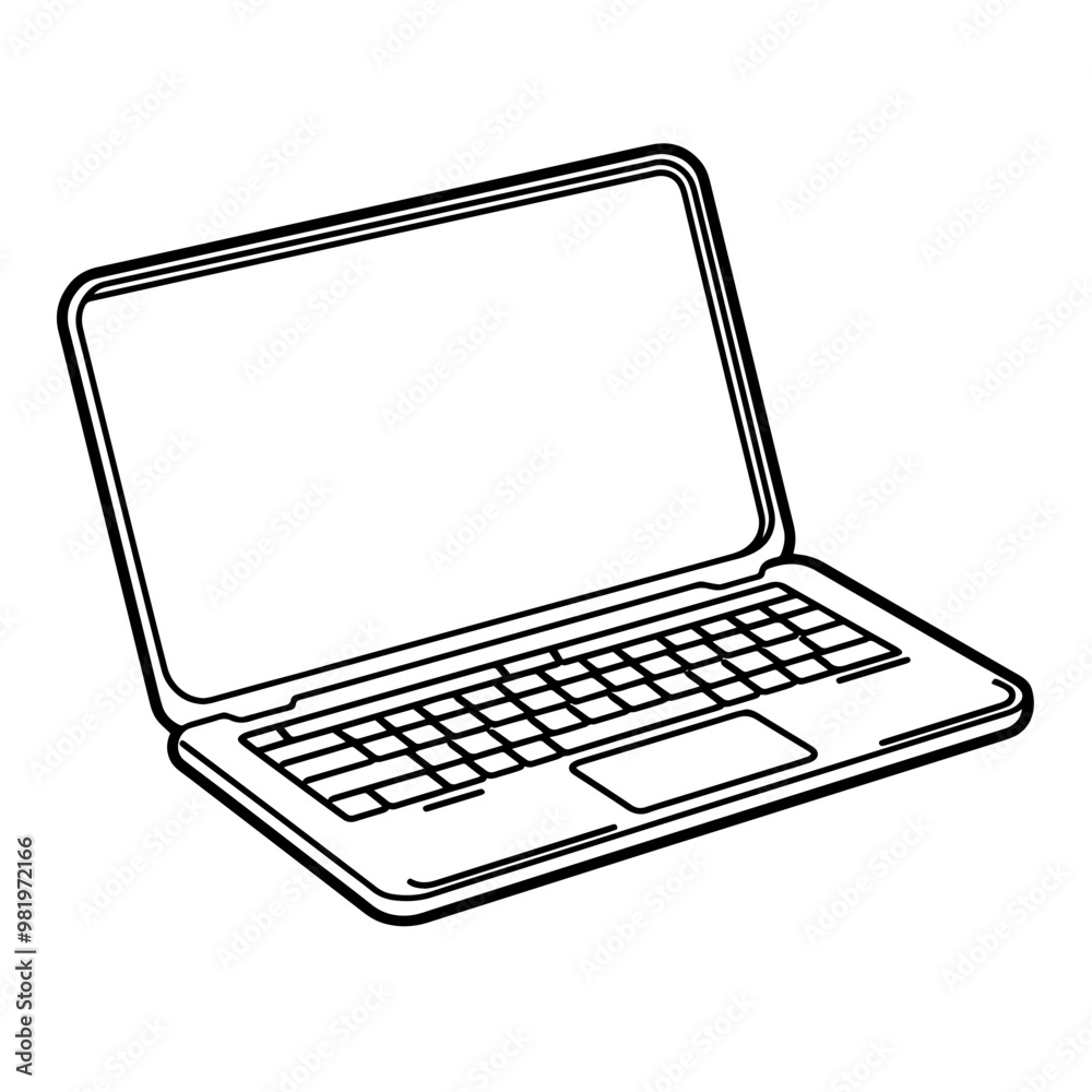 Sleek notebook outline icon in vector format for stationary designs.