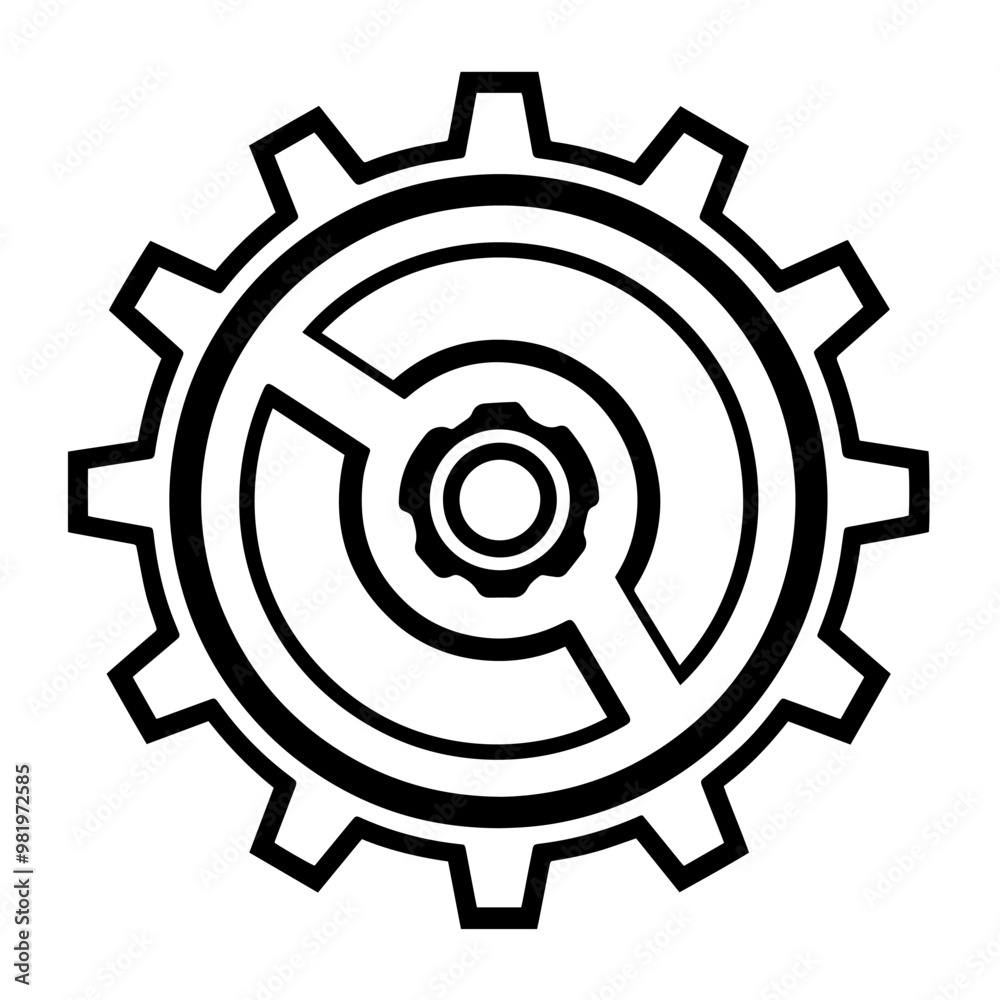 Sleek settings gear outline icon in vector format for configuration designs. Sleek settings gear outline icon in vector format for configuration designs.