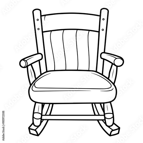 Classic rocking chair outline icon in vector format for furniture designs.