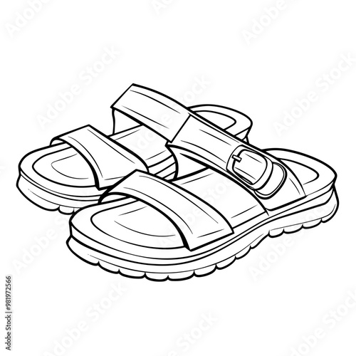 Stylish sandal outline icon in vector format for footwear designs.