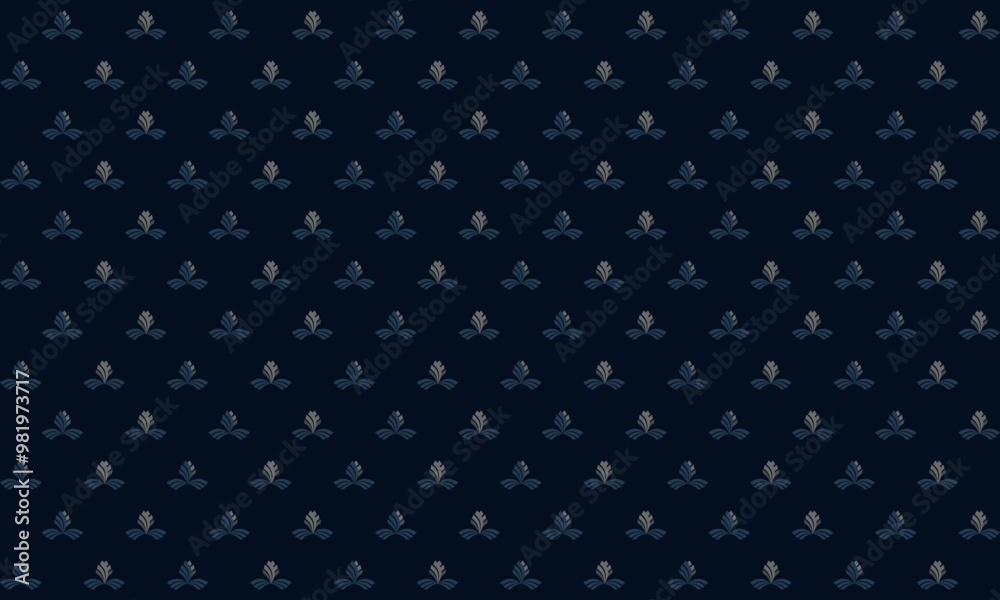 Seamless pattern with small abstract palm leaf n flower in blue n gray on dark blue background. Vector illustration.For masculine shirt lady dress casual textile cloth wallpaper cover decoration Seamless pattern with small abstract palm leaf n flower in blue n gray on dark blue background. Vector illustration.For masculine shirt lady dress casual textile cloth wallpaper cover decoration