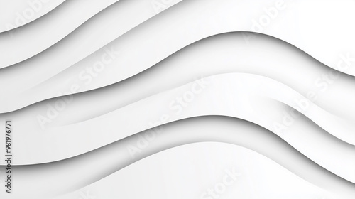 A minimalist image featuring a series of smooth, undulating white curves. 