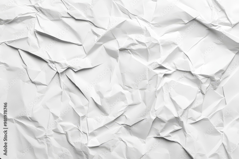 Close up of a white, crumpled sheet of paper. Close up of a white, crumpled sheet of paper.
