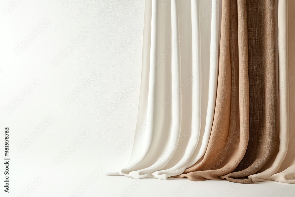 Elegant fabric drapes in neutral tones, creating a stylish and modern backdrop for various design projects. Elegant fabric drapes in neutral tones, creating a stylish and modern backdrop for various design projects.