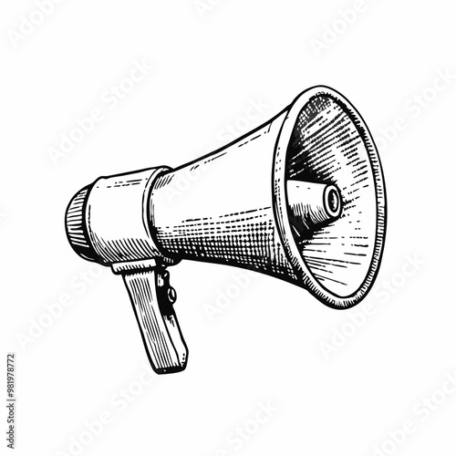vector illustration featuring a detailed megaphone with a handle, symbolizing communication and announcements