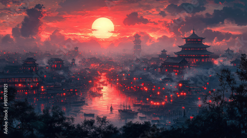 Festivals in ancient Chinese architectural cities.