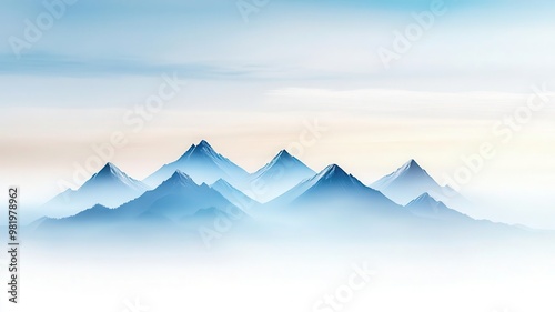 Mountain range with peaks of different heights, symbolizing the stages of progress and the journey of ascension photo