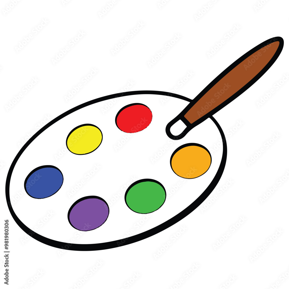 palette with paints and brushes palette with paints and brushes