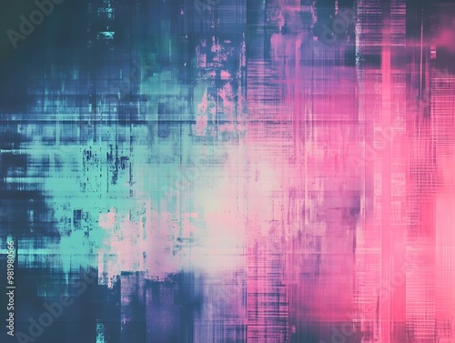 Abstract Glitchy Digital Screen Mockup Background with Vibrant Colorful Distortion and Futuristic Textures