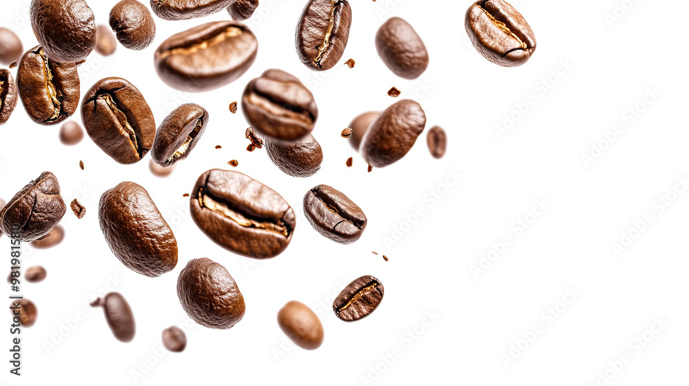 Coffee beans on a white transparent background Coffee beans on a white transparent background