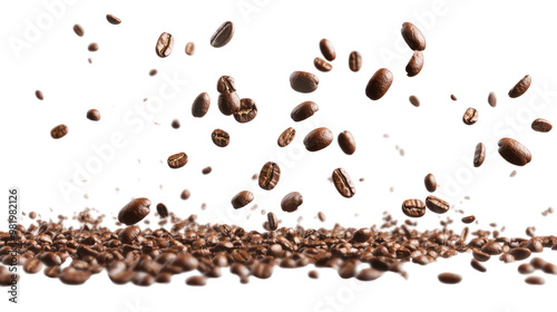 Coffee beans on a white transparent background