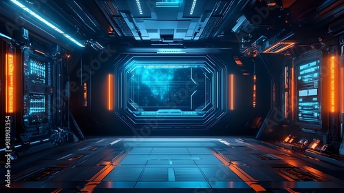 Futuristic Holographic Sci Fi Digital Screen Interface Technology Concept Banner Background
