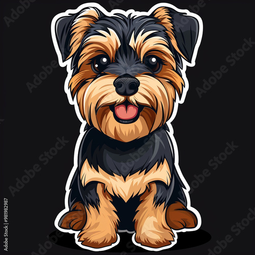 Yorkshire Terrier Dog Sticker Create: Fun and Playful Cartoon Design for Pet Lovers photo