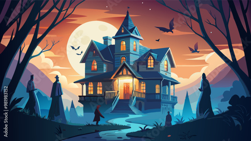 halloween background with castle at night