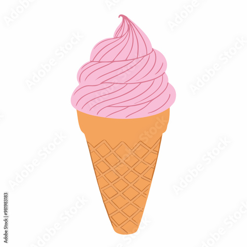 Cartoon of strawberrry ice cream photo