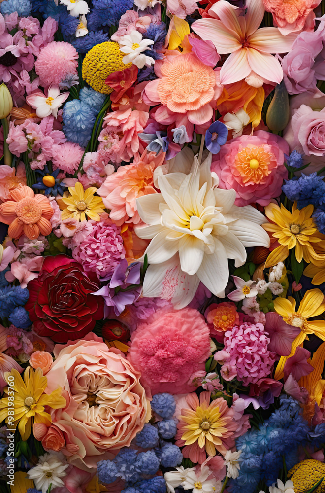 aerial overhead view of a colorful variety of flowers aerial overhead view of a colorful variety of flowers