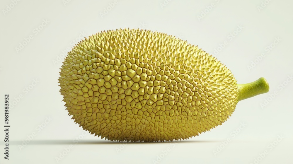 Exotic 3D Render of Whole Jackfruit with Spiky Exterior on White Background Exotic 3D Render of Whole Jackfruit with Spiky Exterior on White Background