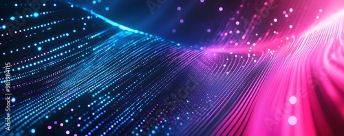 Neon Glowing Futuristic Business Card Mockup Banner Background with Abstract Lights and Colors
