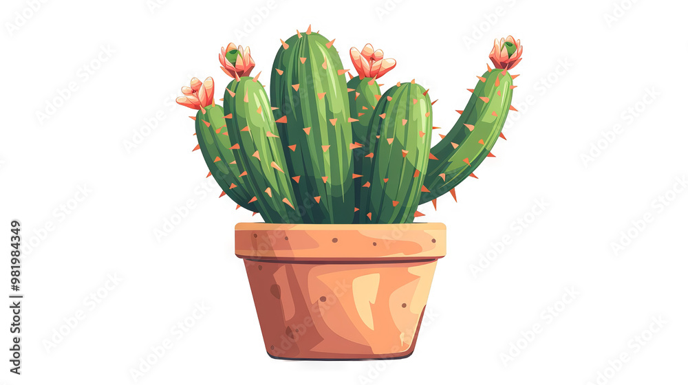 A vibrant green cactus plant in a terracotta pot, boasting beautiful pink flowers. It's a depiction of a desert plant, perfect for adding a touch of nature to any setting. A vibrant green cactus plant in a terracotta pot, boasting beautiful pink flowers. It's a depiction of a desert plant, perfect for adding a touch of nature to any setting.
