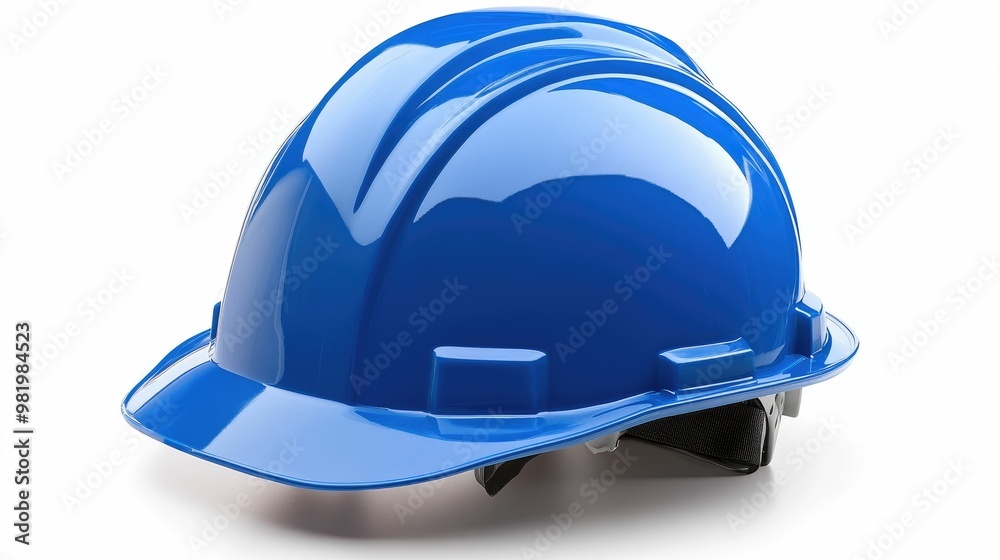 A shiny blue hard hat designed for safety in construction. A shiny blue hard hat designed for safety in construction.