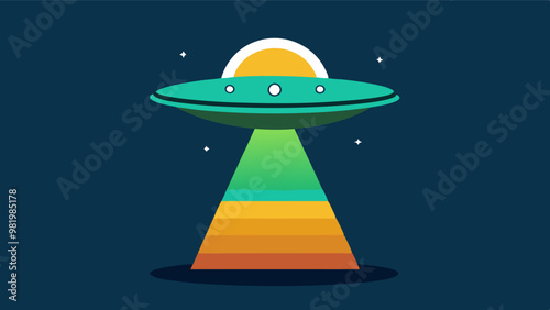 a UFO emitting a colorful beam of light against a dark background, perfect for sci-fi and extraterrestrial themed designs.