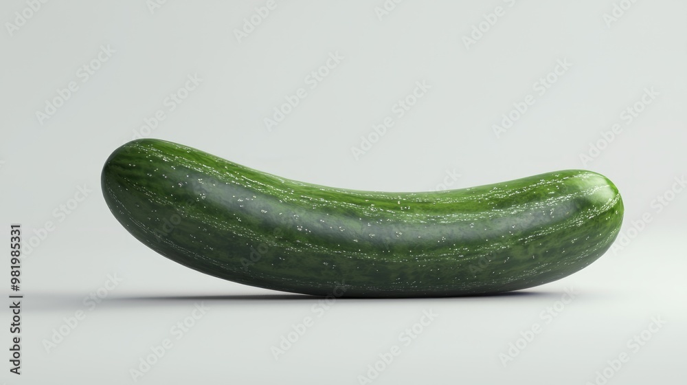 Fresh and Vibrant 3D Render of Green Cucumber on White Background Fresh and Vibrant 3D Render of Green Cucumber on White Background