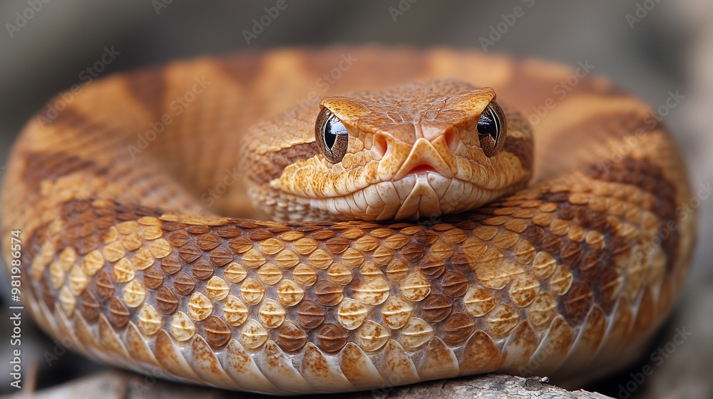 Obraz premium A close-up of the head and body of an entire copperhead snake