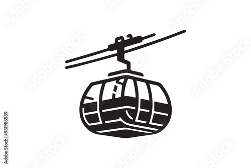 Cable car vector illustration silhouette