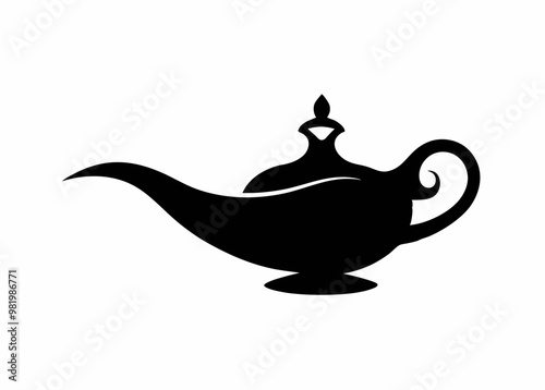 Alladin lamp logo, icon silhouette. A simple black vector symbol on a white background 