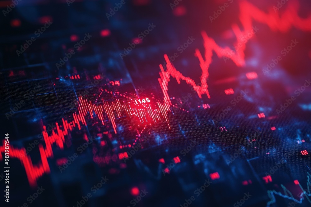 Red Stock Market Chart with Numbers Displayed Red Stock Market Chart with Numbers Displayed