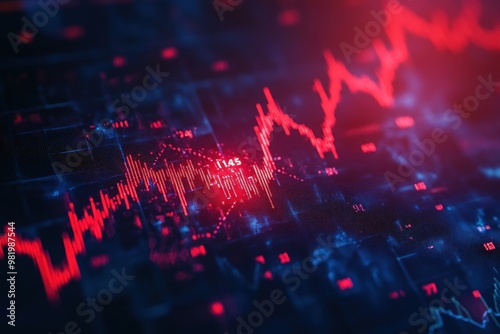 Wallpaper Mural Red Stock Market Chart with Numbers Displayed Torontodigital.ca