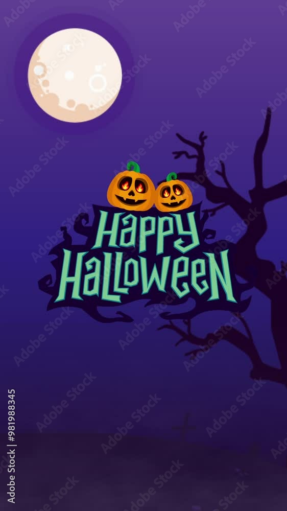 Happy Helloween Text Animation. portrait size Happy Helloween Text Animation. portrait size