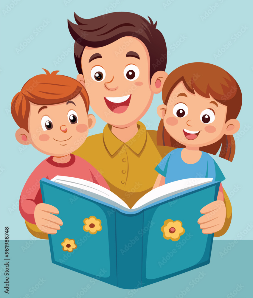 Happy family reading a story together at home Happy family reading a story together at home