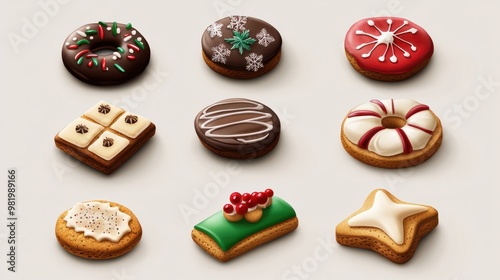 Selection of different Christmas cookies during Christmas season