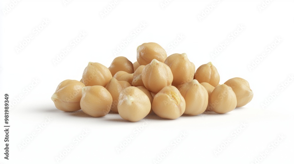 Detailed 3D Model of Fresh Chickpea Showing Round Shape and Beige Color on White Background at 45-Degree Angle Detailed 3D Model of Fresh Chickpea Showing Round Shape and Beige Color on White Background at 45-Degree Angle