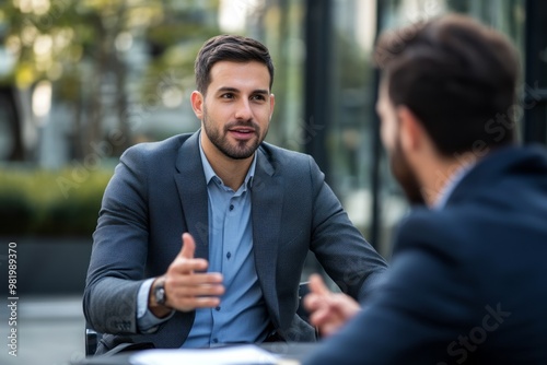 A businessman discussing future projects with a client