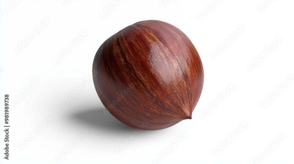Fresh Chestnut Close-up on White Background - Realistic 3D Render with Rich Color and Smooth Surface, Tilted Right Fresh Chestnut Close-up on White Background - Realistic 3D Render with Rich Color and Smooth Surface, Tilted Right