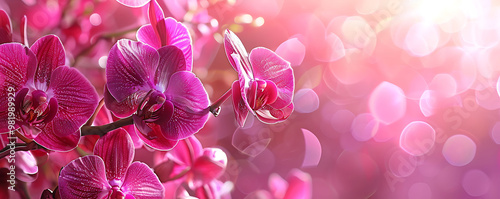 Beautiful Background Orchid Pink Flowers View