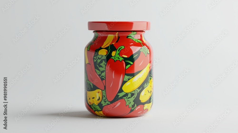 Fresh and Flavorful Salsa Jar 3D Render with Vibrant Branding on White Background Fresh and Flavorful Salsa Jar 3D Render with Vibrant Branding on White Background