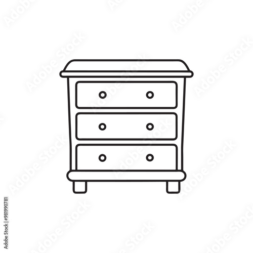 cabinet outline icon. Minimalist vector outline of a cabinet icon for versatile use. Bedside, commode logo collection. Nightstand, Drawer chest line outline flat design.