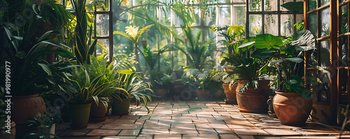 Greenery Plants Abundance Conservatory Background